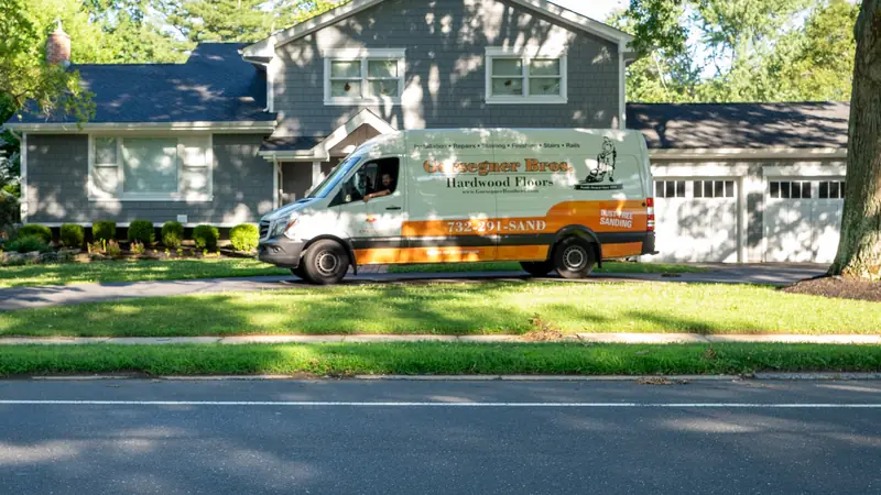 A Gorsegner Brothers van outside a New Jersey home
