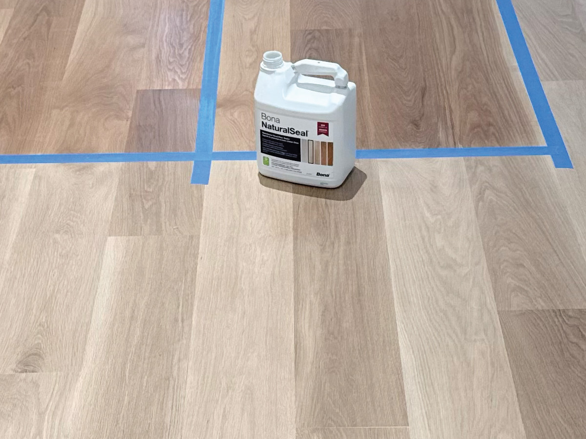 Bona professional finish being applied to hardwood floors