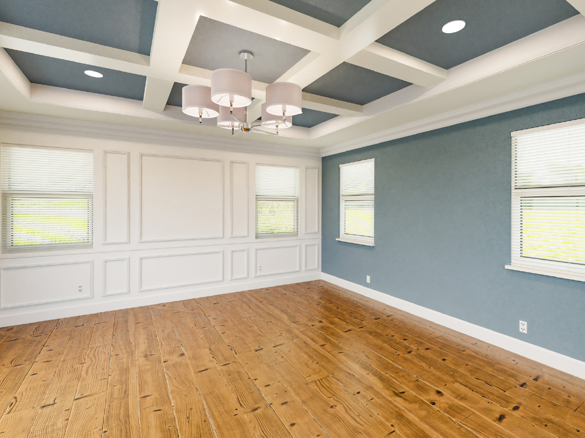 Paint coordinated with hardwood floors and trim